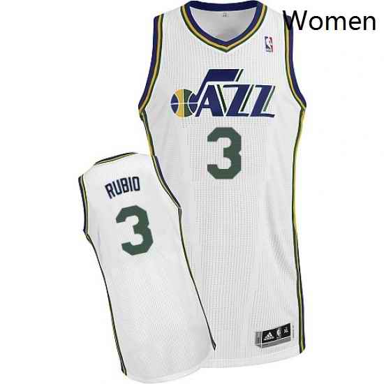 Womens Adidas Utah Jazz 3 Ricky Rubio Authentic White Home NBA Jersey